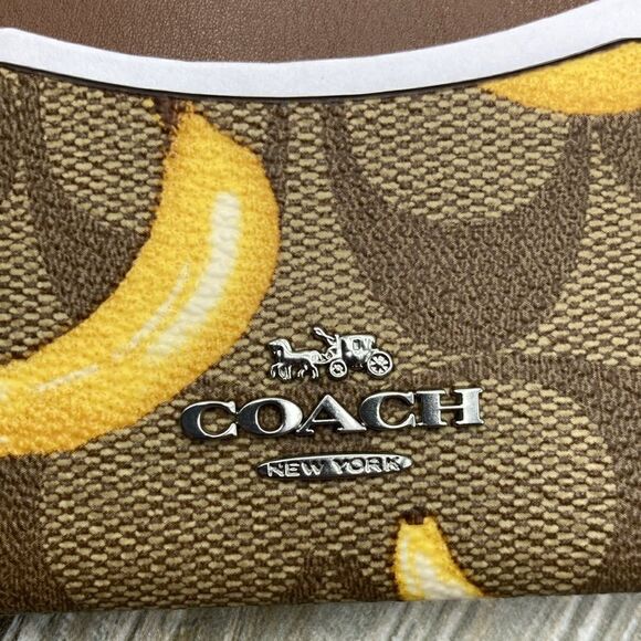 Coach Slim Id Card Case With Banana Print Bag Purse Wallet - Picture 5 of 7